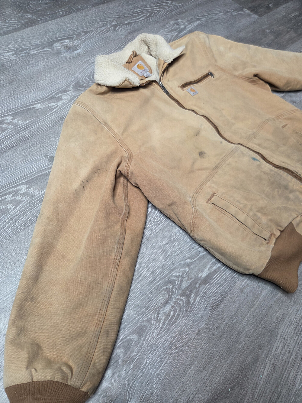 Carhartt Wildwood Womens XL Sherpa Lined Canvas Work Jacket Tan Brown - Picture 11 of 13